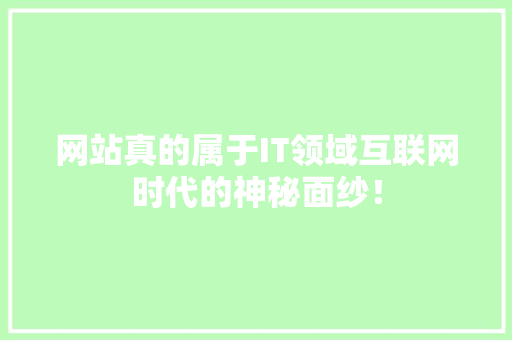 网站真的属于IT领域互联网时代的神秘面纱！ 搜狗SEO