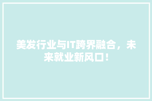美发行业与IT跨界融合，未来就业新风口！ SEO关键词
