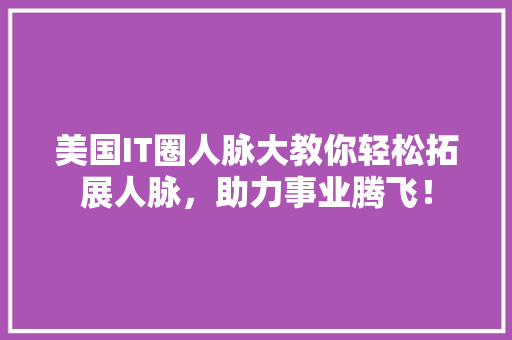 美国IT圈人脉大教你轻松拓展人脉，助力事业腾飞！ 必应SEO