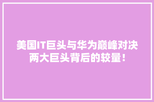 美国IT巨头与华为巅峰对决两大巨头背后的较量！ 神马SEO
