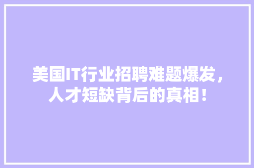 美国IT行业招聘难题爆发，人才短缺背后的真相！ 搜狗SEO