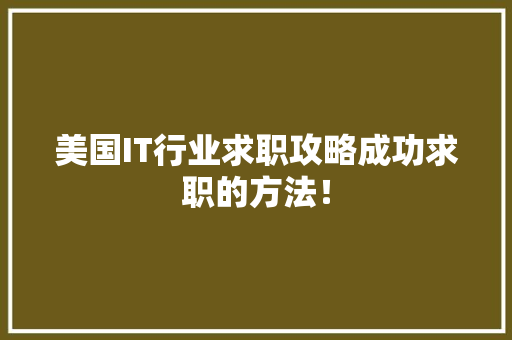 美国IT行业求职攻略成功求职的方法！ 百度SEO