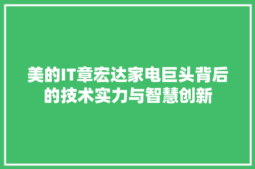 美的IT章宏达家电巨头背后的技术实力与智慧创新 必应SEO
