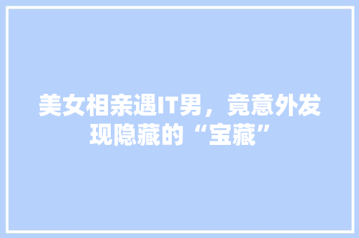 美女相亲遇IT男，竟意外发现隐藏的“宝藏” 神马SEO