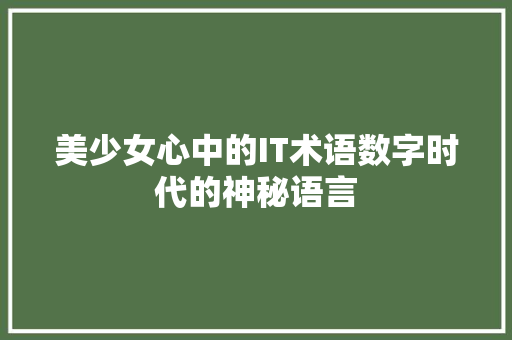 美少女心中的IT术语数字时代的神秘语言 SEO关键词