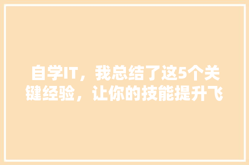 自学IT，我总结了这5个关键经验，让你的技能提升飞起！ 神马SEO