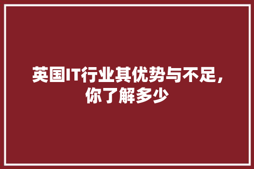英国IT行业其优势与不足，你了解多少 网站建设公司