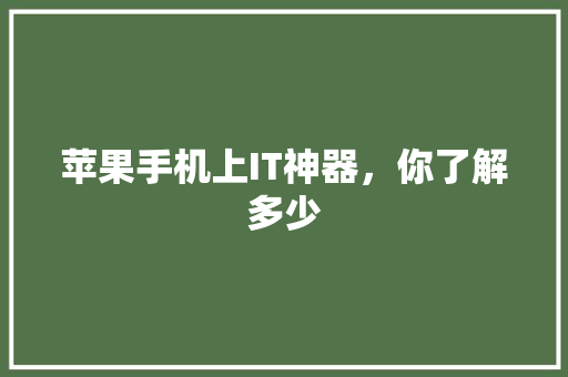 苹果手机上IT神器，你了解多少 百度SEO
