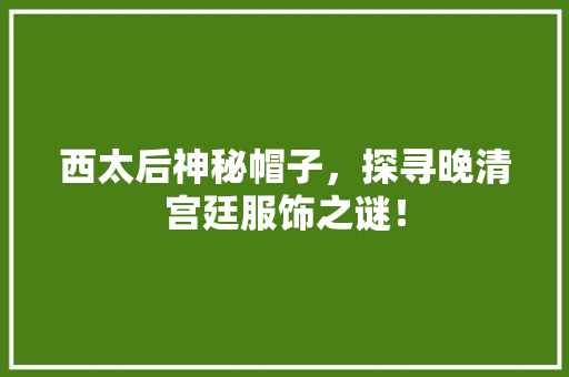 西太后神秘帽子，探寻晚清宫廷服饰之谜！