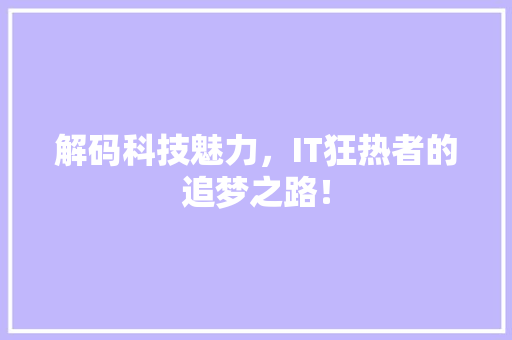 解码科技魅力，IT狂热者的追梦之路！ 搜狗SEO