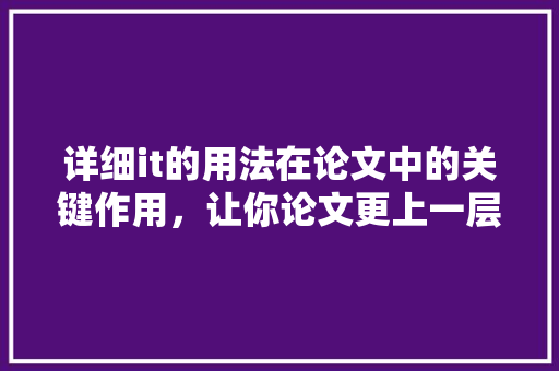 详细it的用法在论文中的关键作用，让你论文更上一层楼！ SEO关键词