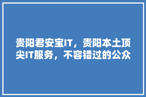 贵阳君安宝IT，贵阳本土顶尖IT服务，不容错过的公众号爆款！ SEO关键词