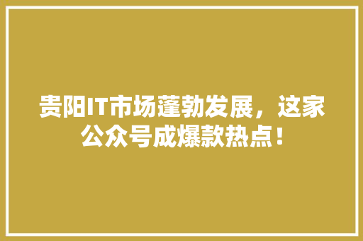 贵阳IT市场蓬勃发展，这家公众号成爆款热点！ 搜狗SEO