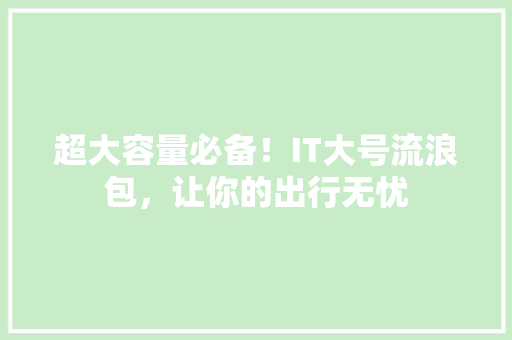 超大容量必备！IT大号流浪包，让你的出行无忧 百度SEO