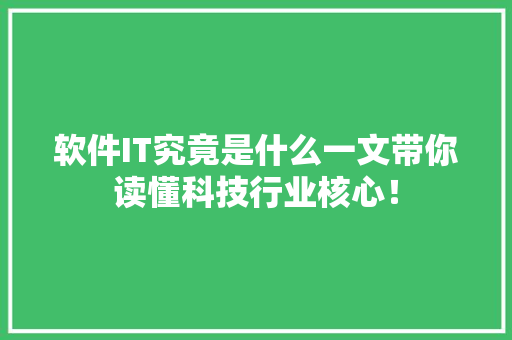 软件IT究竟是什么一文带你读懂科技行业核心！ 网站建设公司
