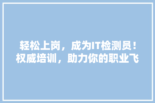 轻松上岗，成为IT检测员！权威培训，助力你的职业飞跃 神马SEO