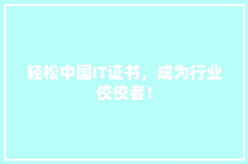 轻松中国IT证书，成为行业佼佼者！ 百度SEO