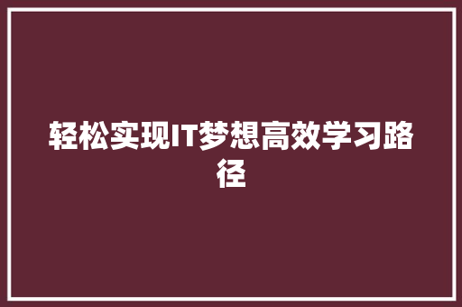 轻松实现IT梦想高效学习路径 网站建设公司