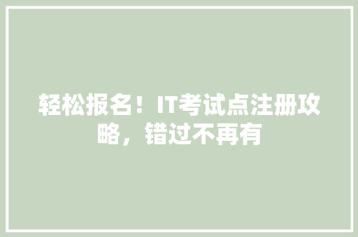 轻松报名！IT考试点注册攻略，错过不再有 百度SEO