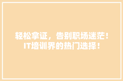 轻松拿证，告别职场迷茫！IT培训界的热门选择！ 必应SEO