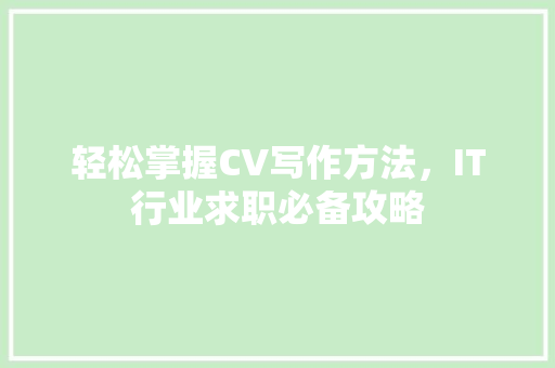 轻松掌握CV写作方法，IT行业求职必备攻略 必应SEO
