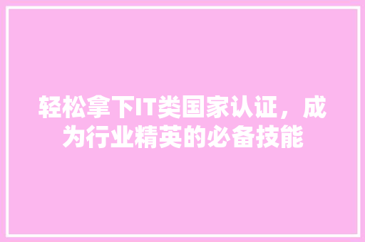 轻松拿下IT类国家认证，成为行业精英的必备技能 神马SEO
