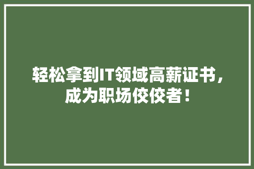轻松拿到IT领域高薪证书，成为职场佼佼者！ 搜狗SEO