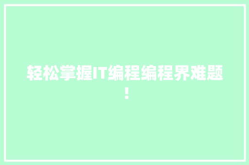 轻松掌握IT编程编程界难题！ SEO关键词