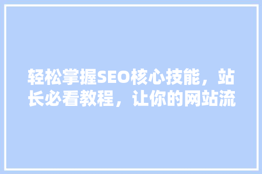 轻松掌握SEO核心技能，站长必看教程，让你的网站流量翻倍！ SEO关键词