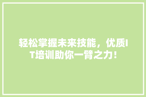 轻松掌握未来技能，优质IT培训助你一臂之力！ 必应SEO