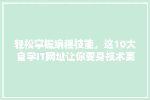 轻松掌握编程技能，这10大自学IT网址让你变身技术高手！ 神马SEO