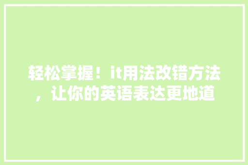 轻松掌握！it用法改错方法，让你的英语表达更地道 百度SEO