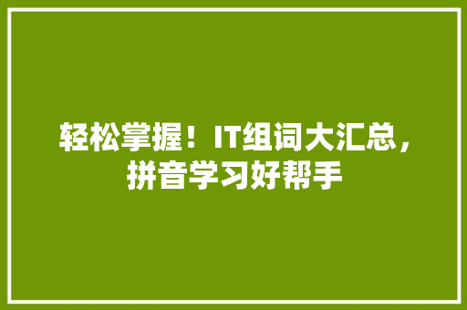 轻松掌握！IT组词大汇总，拼音学习好帮手 网站建设公司