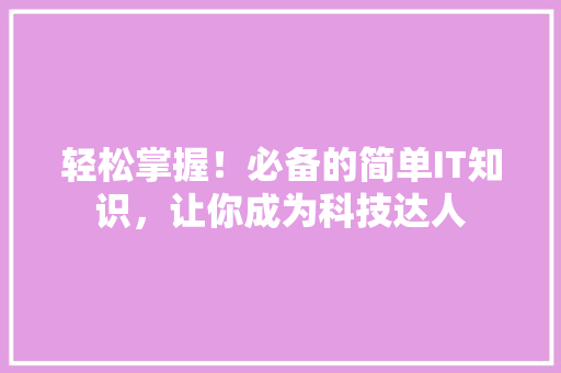 轻松掌握！必备的简单IT知识，让你成为科技达人 必应SEO