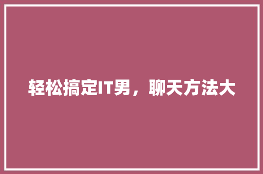 轻松搞定IT男，聊天方法大 必应SEO