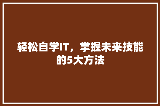 轻松自学IT，掌握未来技能的5大方法 神马SEO