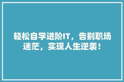 轻松自学进阶IT，告别职场迷茫，实现人生逆袭！ SEO关键词