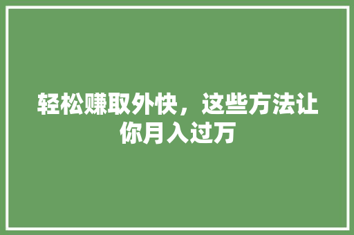 轻松赚取外快，这些方法让你月入过万 必应SEO