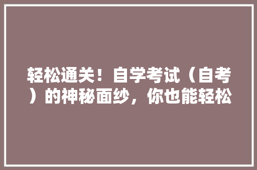 轻松通关！自学考试（自考）的神秘面纱，你也能轻松自考吗 神马SEO