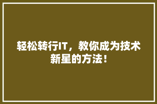 轻松转行IT，教你成为技术新星的方法！ 神马SEO