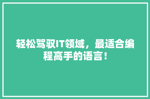 轻松驾驭IT领域，最适合编程高手的语言！ 必应SEO