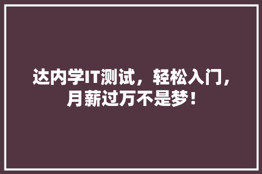 达内学IT测试，轻松入门，月薪过万不是梦！ 网站建设公司