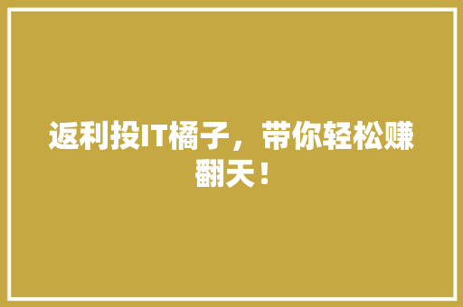 返利投IT橘子，带你轻松赚翻天！ 神马SEO