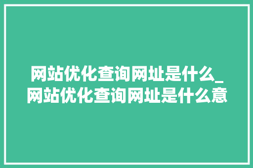 网站优化查询网址是什么_网站优化查询网址是什么意思。