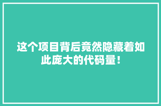这个项目背后竟然隐藏着如此庞大的代码量！ SEO关键词