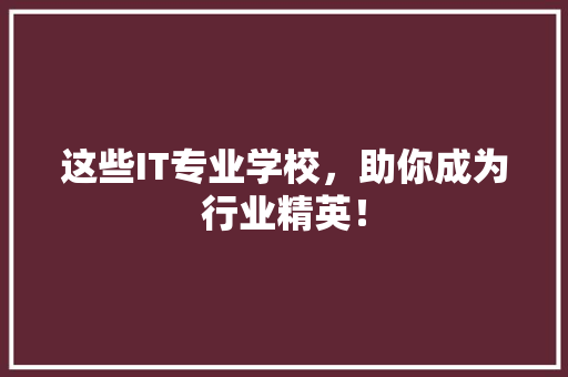这些IT专业学校，助你成为行业精英！ 搜狗SEO