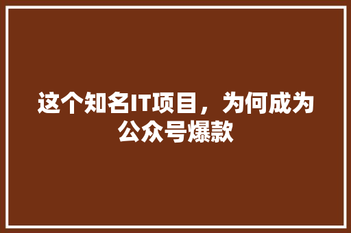 这个知名IT项目，为何成为公众号爆款 神马SEO