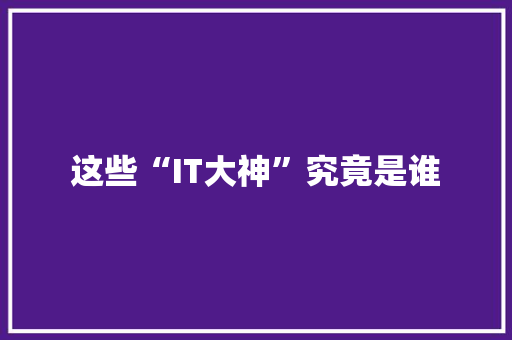 这些“IT大神”究竟是谁 神马SEO