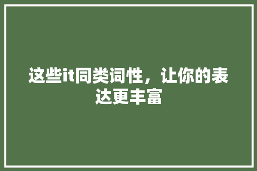这些it同类词性，让你的表达更丰富 必应SEO