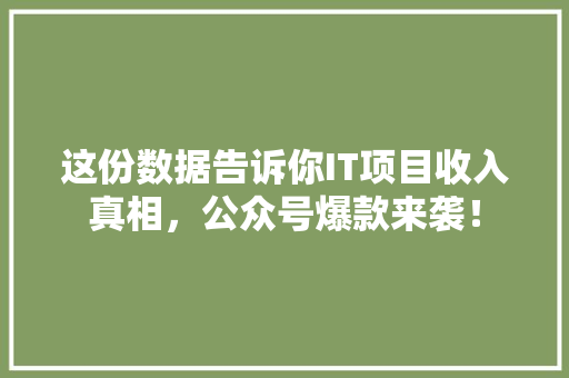 这份数据告诉你IT项目收入真相，公众号爆款来袭！ 网站建设公司